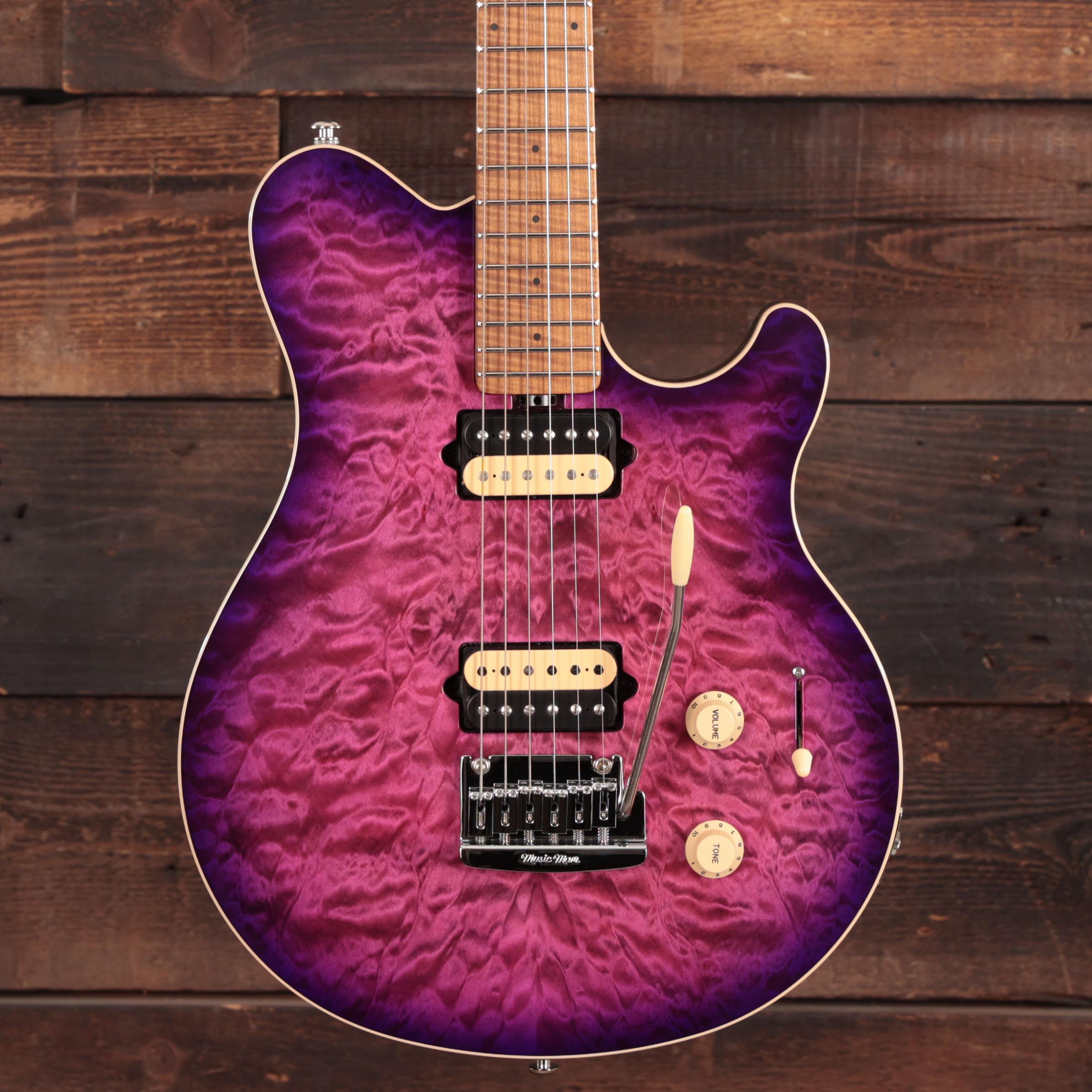 Music Man Axis Electric Guitar in Olallieberry Quilt Top with